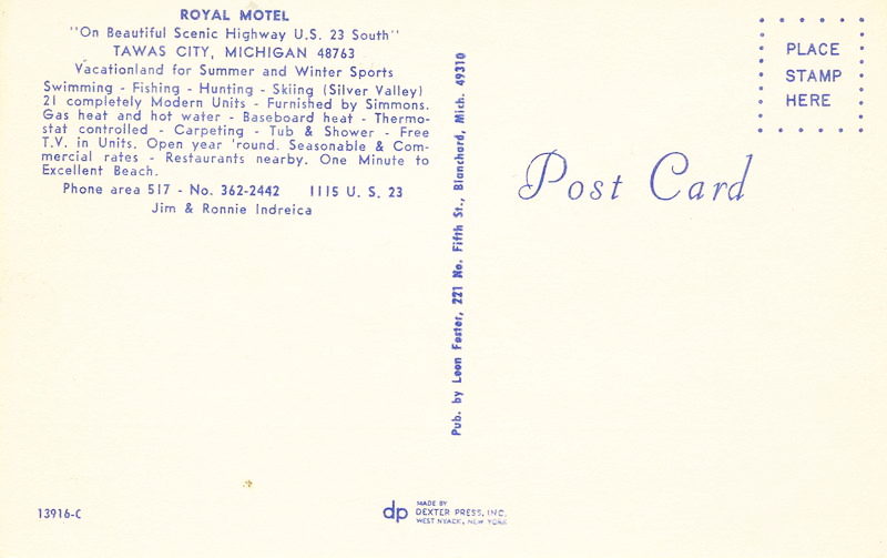 Royal Motel (Captians Quarters Motel) - Vintage Postcard (newer photo)